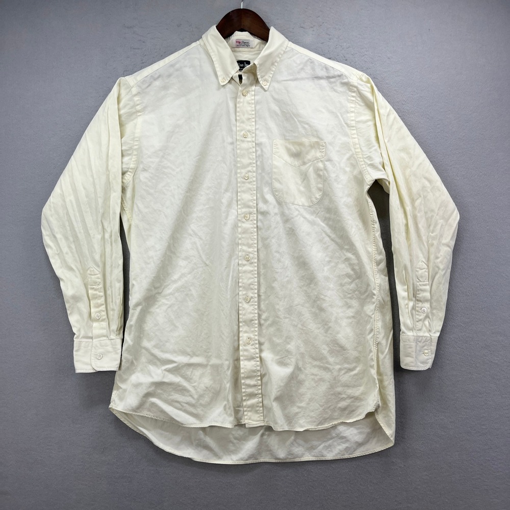 Gitman Bros TTXO Passport Shirt Men 16.5 35 Cream Yellow Oxford Button Up Oxford